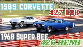 1969 Corvette 427 L88 vs 1968 Dodge Super Bee 426 Hemi - Pure Stock Drag Race