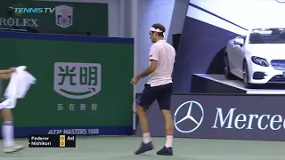 Hot Shot: Federer, On The Run, Smashes Backhand Crosscourt Winner Shanghai 2018