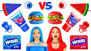 Desafio Alimentar: Vermelho VS Azul | Comilança Com Apenas 1 Cor | Batalha Maluca por RATATA COOL