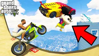 FRANKLIN TRIED THE IMPOSSIBLE BUILDING PARKOUR RAMP CHALLENGE GTA 5 | SHINCHAN and CHOP