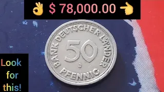 👉 $78,000.00 👈 IF YOU HAVE ONE ! Very Rare Expensive Error Coin 50 Pfennig Germany 1949 Worth Money