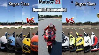 Ducati Desmosedici GP 21 VS 30 Random Super Cars || Drag Race || MotoGP Bike Vs Random Super Cars ||