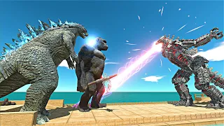 2v2 Battle on the Ship | Godzilla 2014 & King Kong vs Mechagodzilla- Animal Revolt Battle Simulator