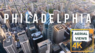 Philadelphia, Pennsylvania Skyline, Independence Hall, JFK Plaza by drone / DJ Mavic 3 Pro / 4K