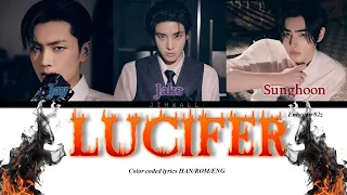 ENHYPEN (엔하이픈) (JAY, JAKE, SUNGHOON) 'Lucifer' Lyrics Color Coded Han/Rom/Eng