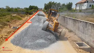 Technical Cutting Gravel Clutter Floor​ On Of Making Foundation In Village With Grader Operator Work