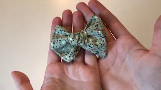 Как сшить бантик из хлопка за 5 минут своими руками! На заколочке.Hand made, Diy. Bow