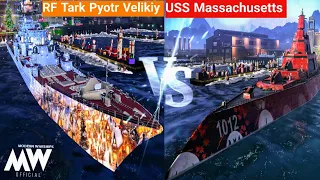 Rf Tark Pyotr Velikiy vs USS Massachusetts best ships close range fight - Modern Warships