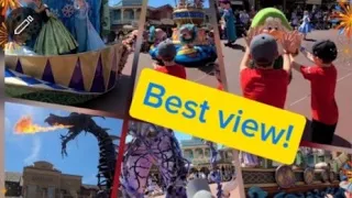 Disney Parrade at Magic Kingdom - BEST VIEW OF PARADE and PRINCESS KISS