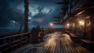 Pirate Ship Sounds & Soft Waves | Relaxing Guitar Music | Night on a Pirate Ship