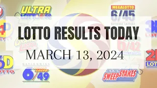 LOTTO RESULTS TODAY (MARCH 13, 2024)