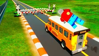 Railway Barrier Against Lego Cars Crashes and Lero Ragdoll | Brick Rigs