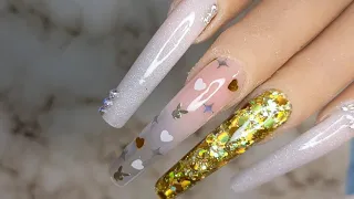 Playboy Bunny Acrylic Nail Tutorial | Gold and Classy Nail Accents