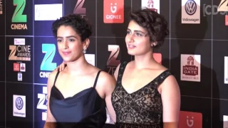 Dangal Girls Fatima Sana Shaikh And Sanya Malhotra At Zee Cine Awards 2017