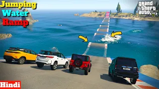 Indian Cars Vs High Speed Jumping Water road Test GTA 5