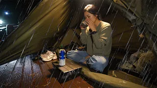 [238] Camping in the rain and flooding. | Solo Camping after work