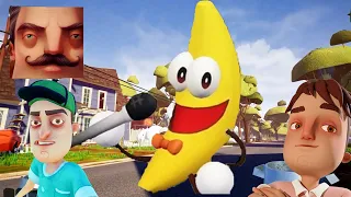 Hello Neighbor - My New Neighbor DANCING BANANA Roblox Act 2 Trampoline Peanut Butter Jelly Time