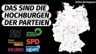 Das sind die Hochburgen der Parteien zur Bundetagswahl 2017 [CDU/CSU, SPD. Grüne, FDP, Linke, AFD]