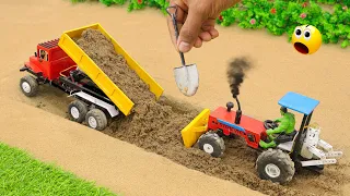 Diy tractor making road with fully loaded truck science project | @sanocreator
