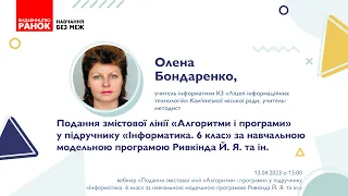 Подання змістової лінії «Алгоритми і програми» у підручнику «Інформатика. 6 клас»