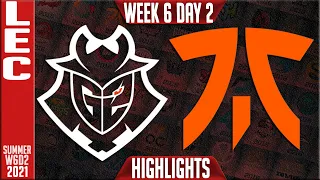 G2 vs FNC Highlights | LEC Summer 2021 W6D2 | G2 Esports vs Fnatic