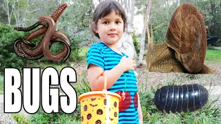 Zoe And Daddy Hunt For Bugs For Kids At Nanas Home Snails and Worms