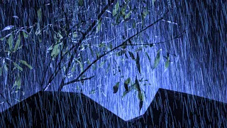 Fall into Sleep in Ancient Tin Roof with Sound Rain & Dense Thunder Sounds in Foggy Forest at Night