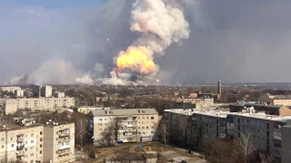 Балаклея. Взрывы. Пожар на складе боеприпасов.1-й день.