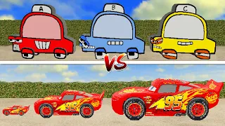 Alphabet Lore CAB vs Big & Small Lightning McQueen vs DOWN OF DEATH in Teardown