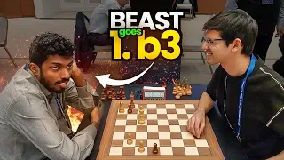 When the BEAST goes 1.b3! | Adhiban vs Anish Giri | World Blitz 2023