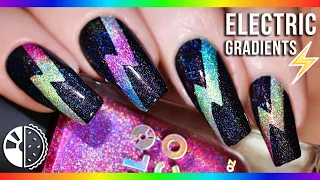 Electric Lightning Bolt Gradient Nail Art⚡️