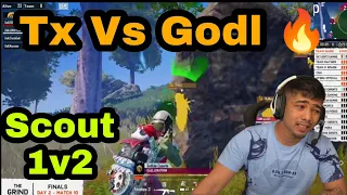 Tx vs Godl 🔥 Scout 1v2 😱Gill vs Jonathan 😰 Bgis Grind@BattlegroundsMobile_IN #scout#tx#godlike