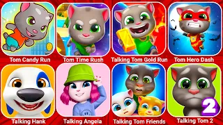 Tom Candy Run, Talking Tom Time Rush, Talking Tom Gold Run, Talking Tom Hero Dash, Talking Ginger...