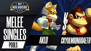 Aklo (Fox) vs ckyulmiqnudaetr (Donkey Kong) - Melee Singles Pools - The Big House 11