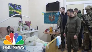 Ukrainian President Zelenskyy Visits Wounded Soldiers In Hospital