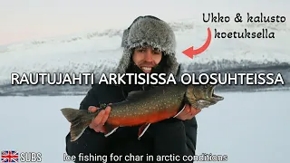 Ice fishing in Lapland for huge arctic char