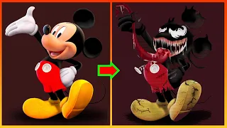 Mickey Mouse Transformation Horror Style - Scary Cartoon Art| Tips Makeup Halloween
