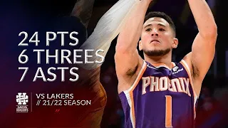 Devin Booker 24 pts 6 threes 7 asts vs Lakers 21/22 season