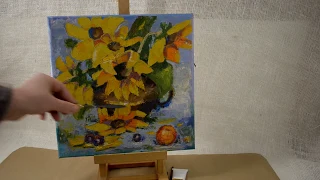 Картина маслом цветы Подсолнухи 30 30 см