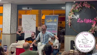 CHEMA DE DUEÑAS Y JESSI  PRESENTACIÓN LA BOQUITA PRESTA  Café La Oficina "Tardeo de Carnaval" 2023