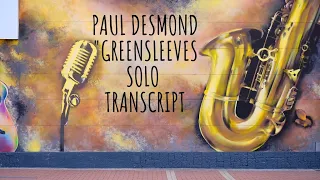 "Greenslevees" solo by Paul Desmond Transcript