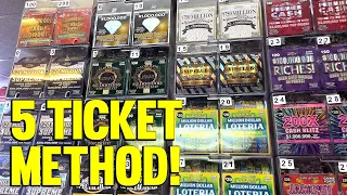 WINNING with the 5 TICKET METHOD! Lottery Scratch Off Tips