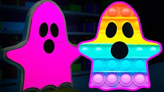 👻 Kids play Glow Ghost Pop It Challenge! Hot vs Cold Song: Stories For Kids + Nursery Rhymes & Songs