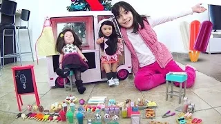 MAIS DE 100 SORVETES FOFINHOS!!! ★ Boneca Julia Silva vai à sorveteria Our Generation IceCream Truck