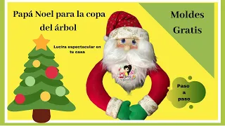 Como hacer un papá Noel para la copa del árbol de navidad con barba de peluche…