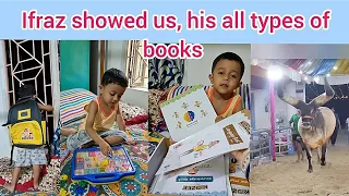 Ifraz showed Us his all types of books and he watched a bull he shocked #youtubevideos #funny