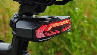 Lampka rowerowa KS-SF31. Taillight with turn signal, alarm, STOP. Unboxing&test.