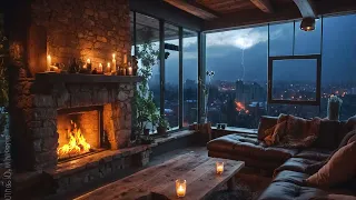 Jazz & Thunder: A Cozy Living Room Serenade for Relaxing Evenings