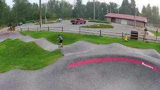 Leavenworth Pump Track, 8 yr old scooter kid, drone video