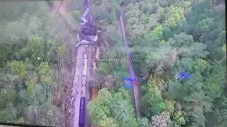 Lilburn train derailment from drone video